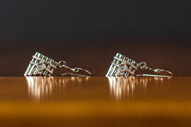 14k White Gold Eolian Talent Pipe Earrings